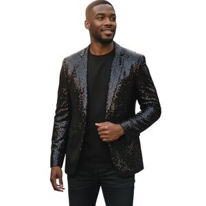 NOOSE & MONKEY Black Sequin Jacket Blazer SportsCoat